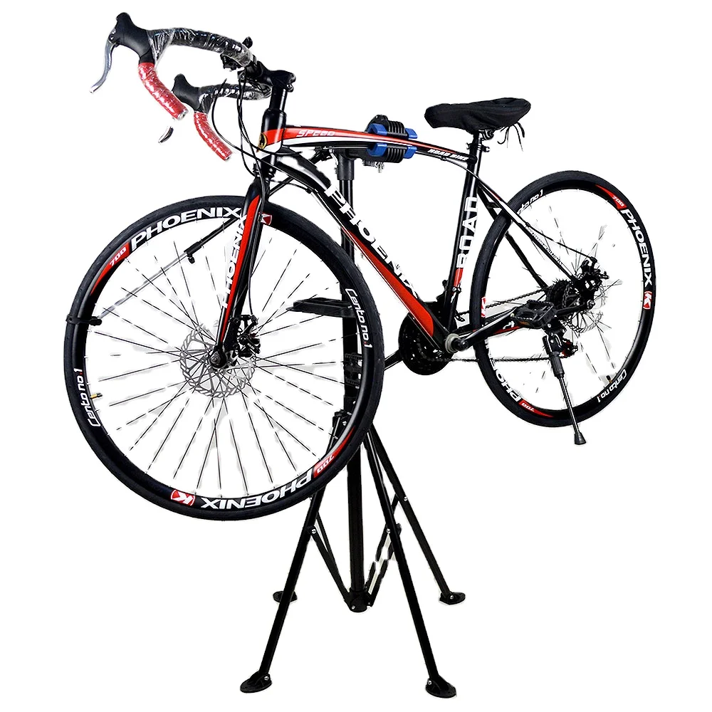 Bicicleta reparação oficina Stand Rack, Bike Repair Stand, bancada preta