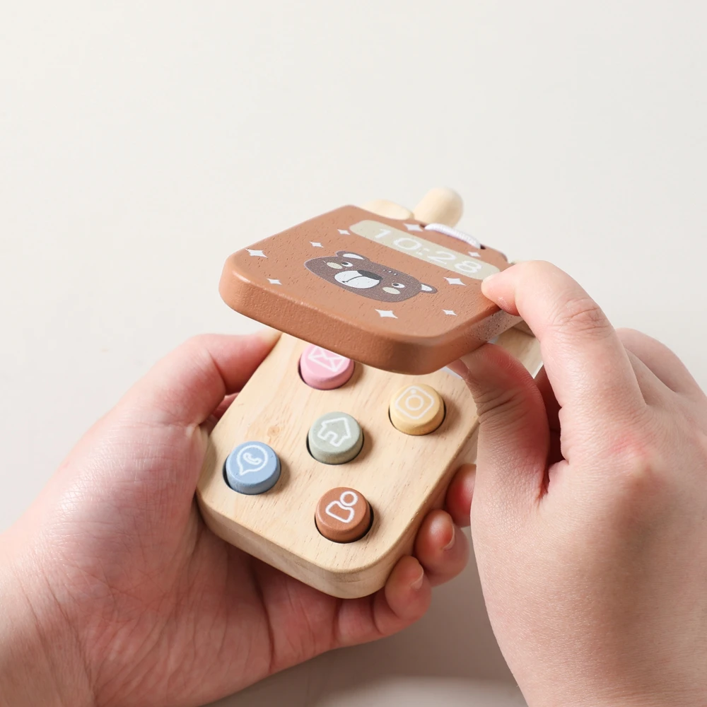 Montessori Baby Spielzeug Cartoon Flip Handy Mit Spiegel Kinder Finger Drücken Und Die Sinne Berühren Die Spielzeug Mobile Schlüssel Lernen – Detail 13