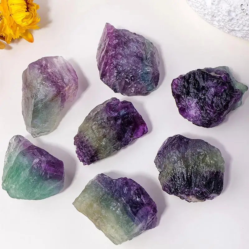 1pc Natural Color Fluorite Crystal Minerals Specimen Raw Mineral Decorative Irregular Shape Bulk Stone Home Decor Landscape Rock