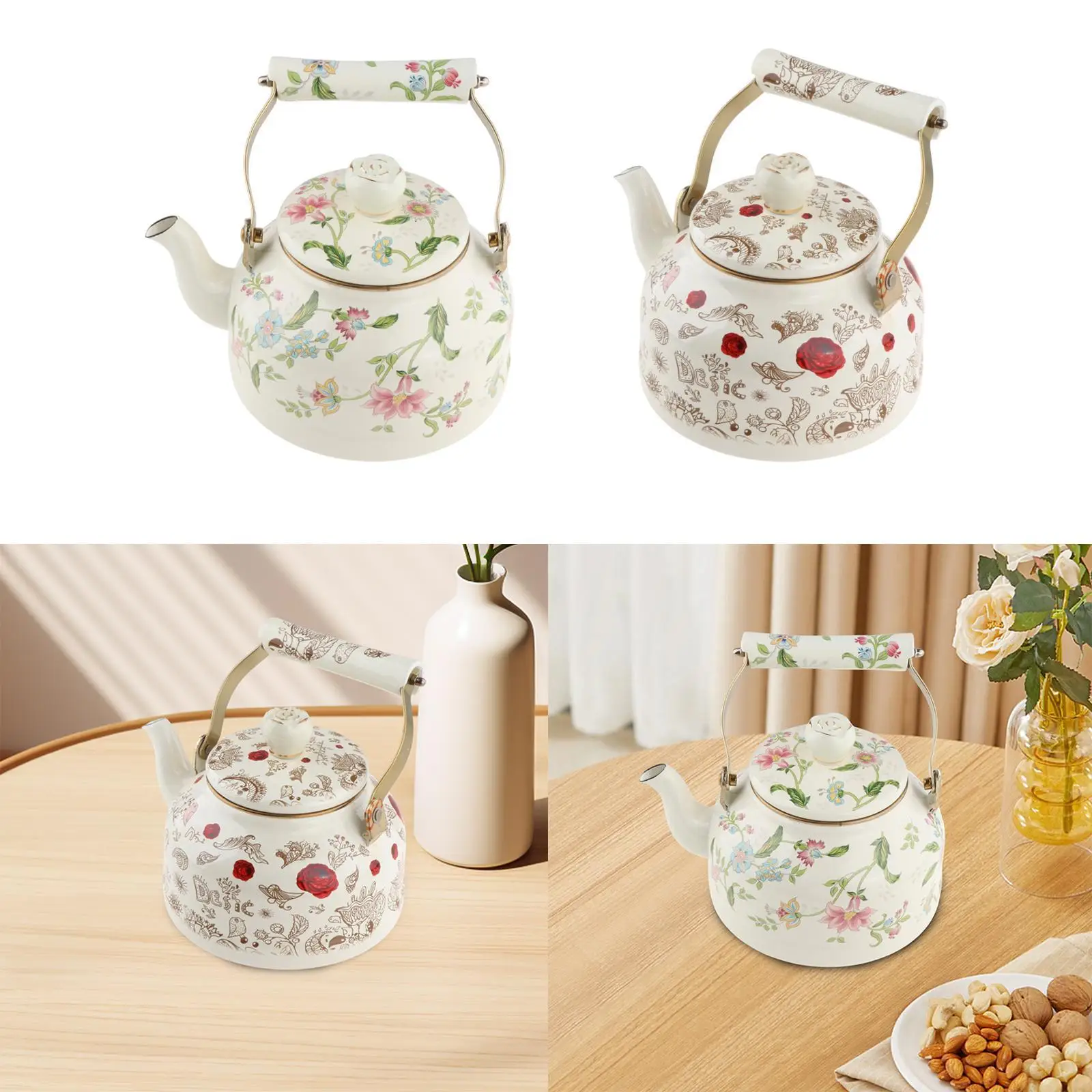 2.5L Enamel Tea Kettle Aromatic Enamel Water Kettle Retro Teapot Thickened Enamel Teapot for Restaurant Party Home Kitchen Beer