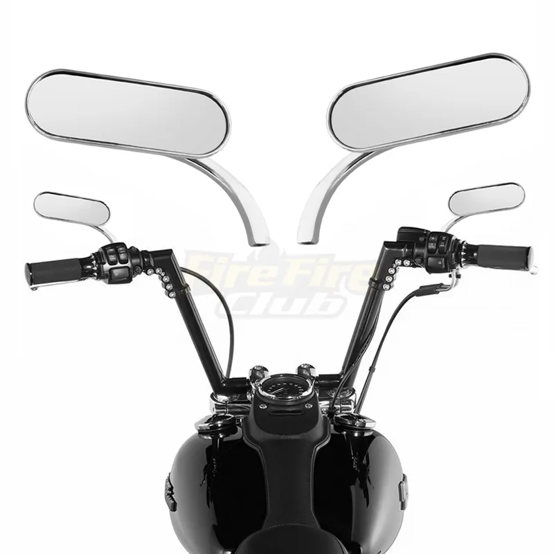 Motorcycle Chrome Mini Oval Mirror Side Mirrors 8mm10mm For Harley Honda Yamaha Suzuki Universal