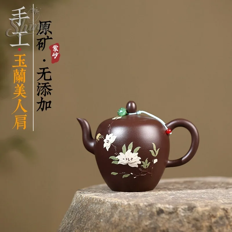 

Исинский горшок с фиолетовым песком, ручная работа, оригинальная шахтная старая фиолетовая глина, орхидея, красота, чайный сервиз на плечо, пузырьковый чайник