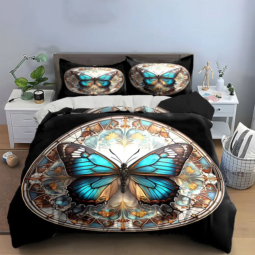 

"Butterfly Art Decor Set" Bedding Set with 1 Duvet Cover 2 Pillowcases Single Double King Queen, Gift