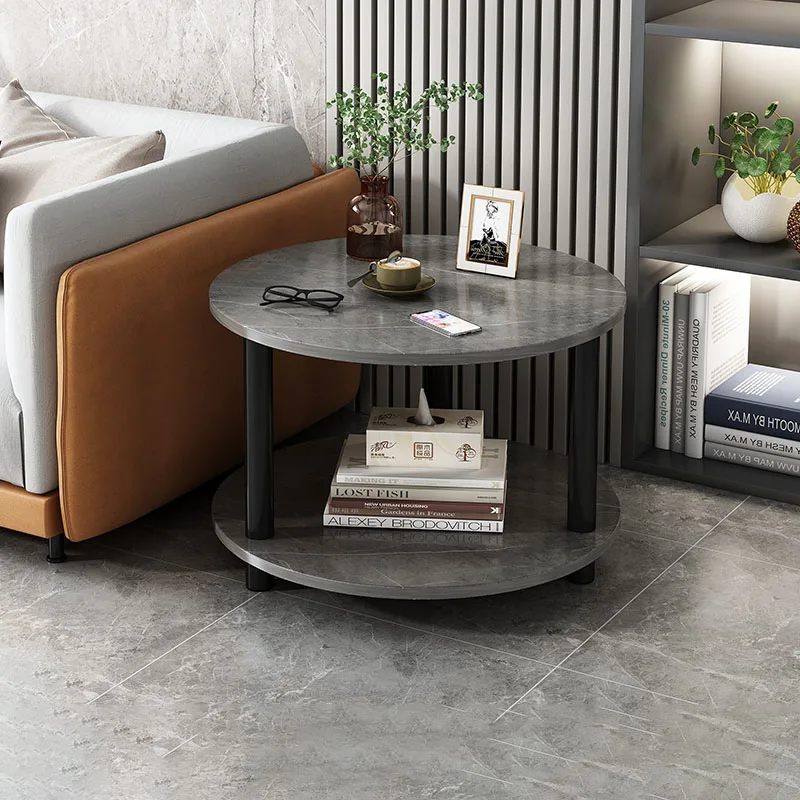 Light Luxury Nordic Coffee Table Living Room Black Advanced Sense Modern Vintage Coffee Table Marble Effect Tisch Home Furniture