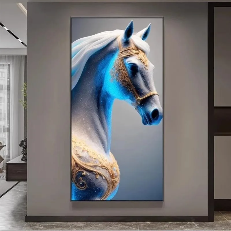 

Modern light luxury entrance decorative painting crystal porcelain with diamonds with led lights