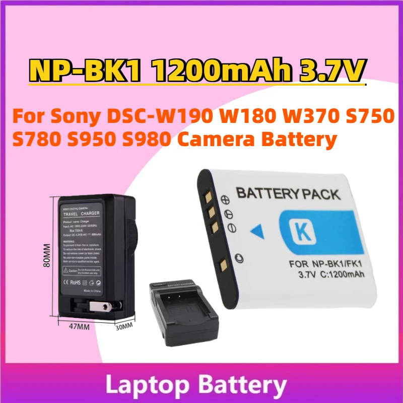 

New Upgrade NP-BK1 1200mAh 3.7V Rechargeable Battery for Sony DSC-W190 W180 W370 S750 S780 S950 S980 Camera Battery