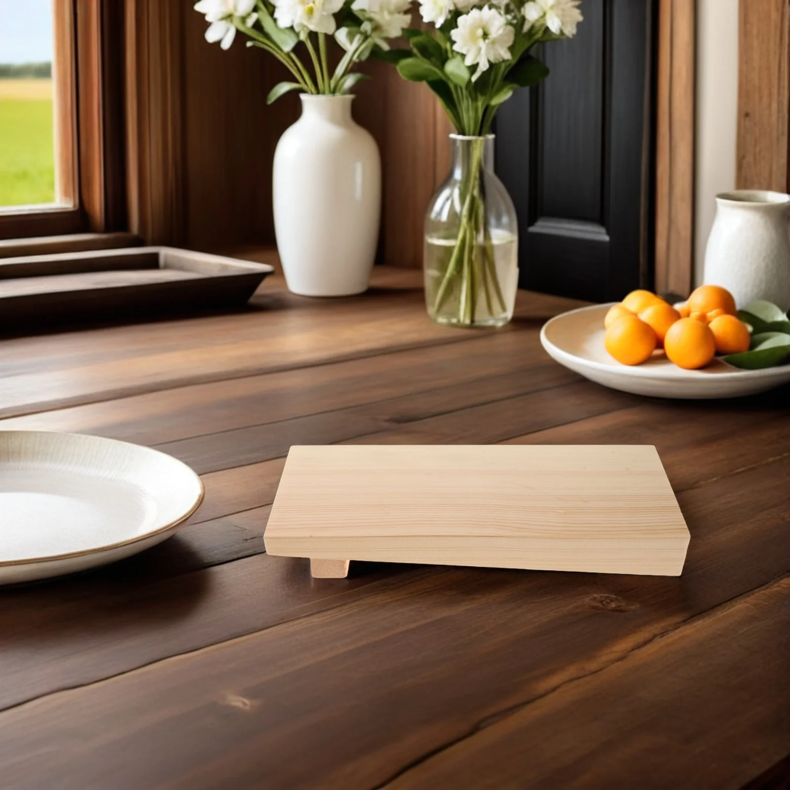 

Бамбуковый поднос для суши 12x8 дюймов, экологически чистая деревянная сервировочная тарелка и стильная для традиционной японской еды