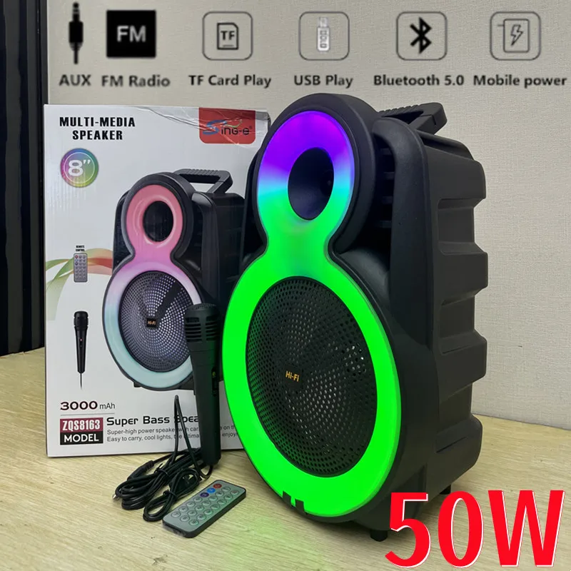 

High-Power Bluetooth Speaker Portable Stereo Surround Wireless Subwoofer Square Dance Outdoor Speaker With Mic TWS/ FM Sound Box