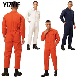 Mens Work Coverall Jumpsuit Long Sleeve Zip-Front Coverall Flame Resistant Multiple Pockets for Routine Work Boxing Fitness