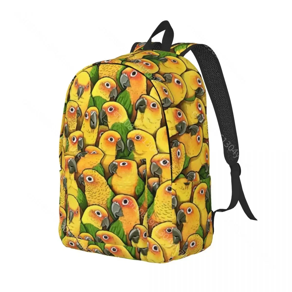 Yellow Parrot Print Canvas Backpacks Jenday Conures Bag Back To School Backpack Lightweight Universal Bags