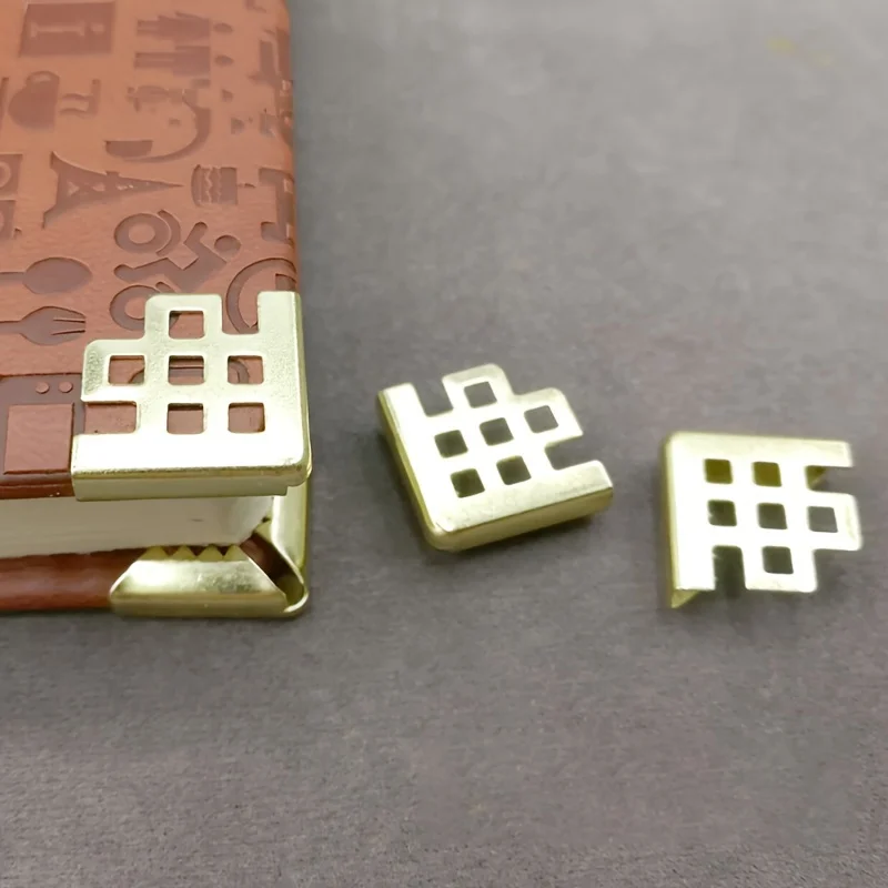 30pcs Vintage Golden & Bronze Metal Book Corner Protectors - Elegant Grid Design for Books, Albums & Notebooks