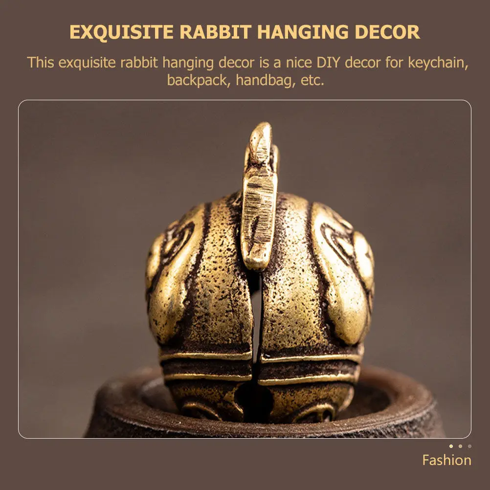 

2Pcs Small Brass Rabbit Modeling Bell Pendant DIY Hanging Decor Creative Exquisite Keychain Bag Decor Style Craft