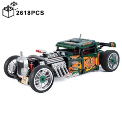 2618PCS Technical Ford Hot Rod 1949 Retro Car Model Building Blocks Modified Vehicle Assemble Bricks Toys Birthday Gift For Boy