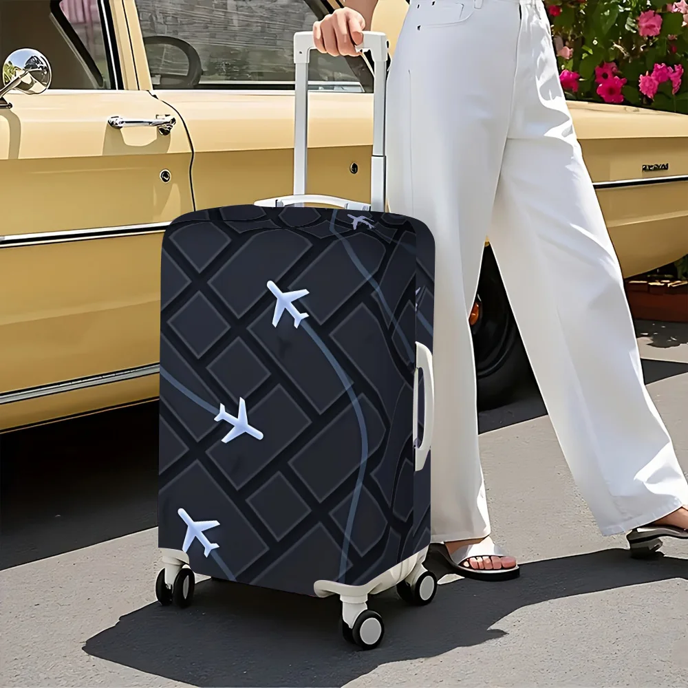 1 PC Minimalist Airplane Flight Graphic Print Luggage Cover for Luggage Cases 18-32 Inches; Dust and Elastic Travel Accessories