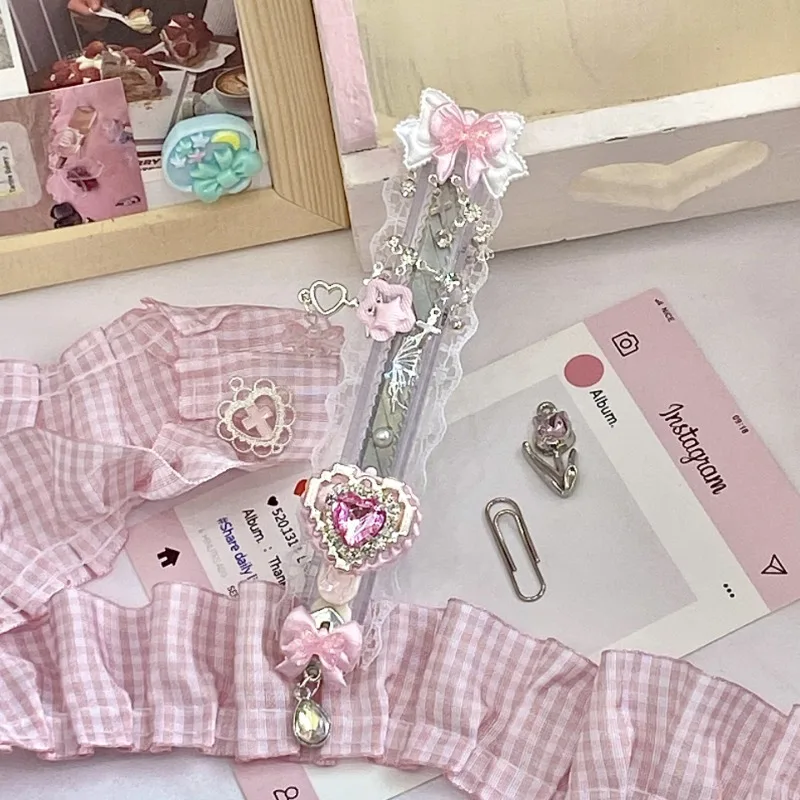 

Sweet Pink Color American Utility Knife Y2K Fashion Cute Cartoon Heart Bow Style Box Cutter Portable Handmade Envelope Opener