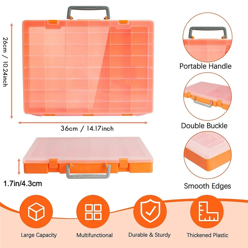 AD23-48 grades grande caixa organizadora de plástico com divisórias ajustáveis, recipientes de armazenamento de contas compartimento caixa de equipamento