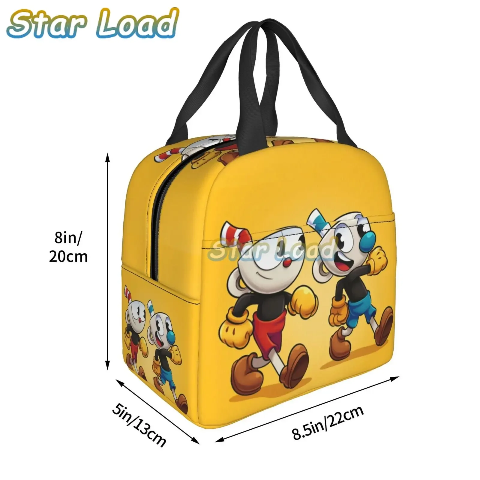 Hot Game Cartoon Cuphead Mugman  Lunch Box Cooler Thermal Food Insulated Lunch Bag for Women Children School Picnic Bags