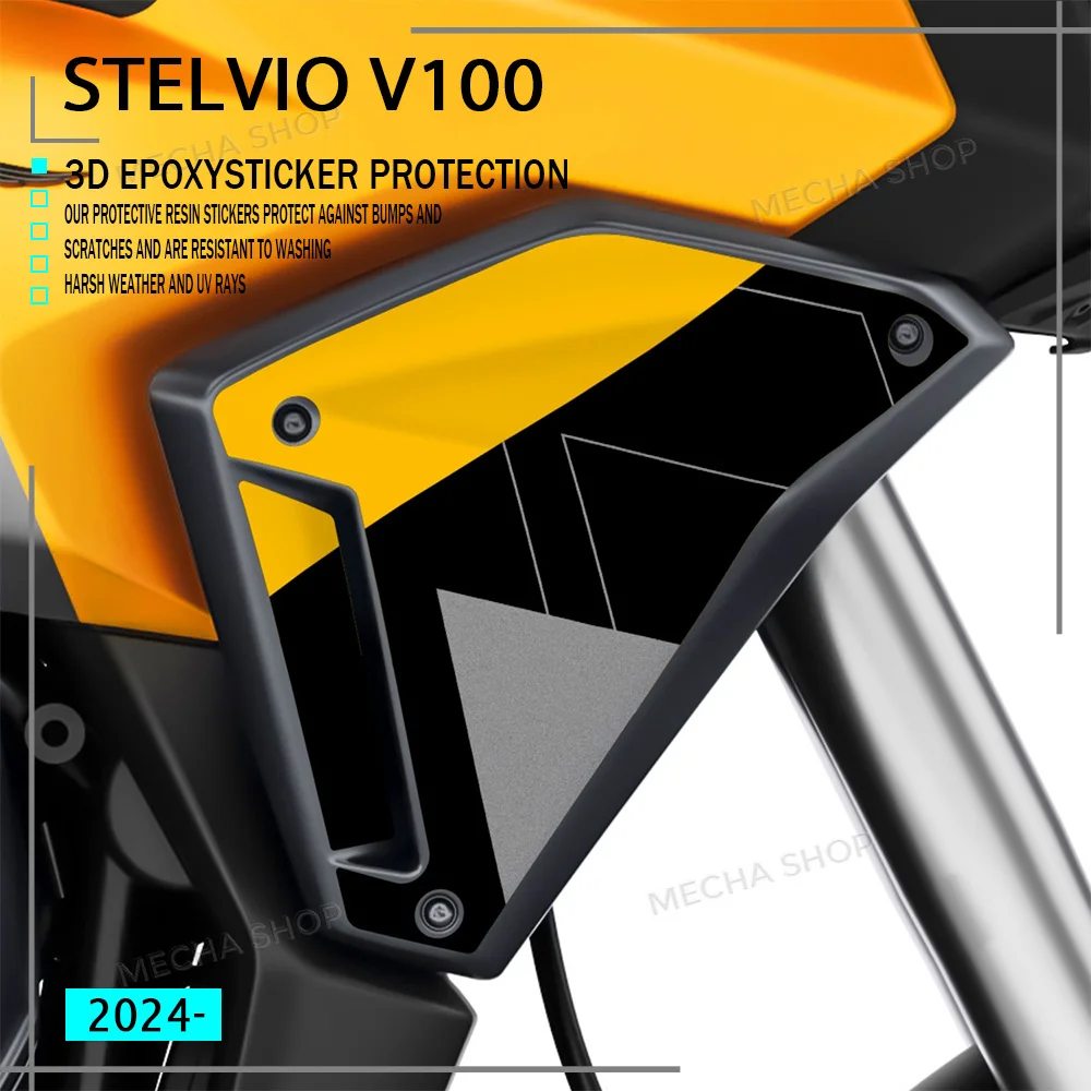 For Moto Guzzi Stelvio 2024- Spoiler Protector Radiator Cover Motorcycle Accessories 3D Epoxy Resin Sticker Protection
