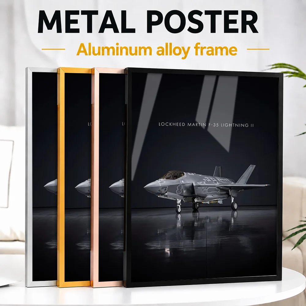 Lockheed Martin F-35 Lightning II Framed Metal Print Customized Flight Tribute Wall Art Designed For Office And Veteran Gift