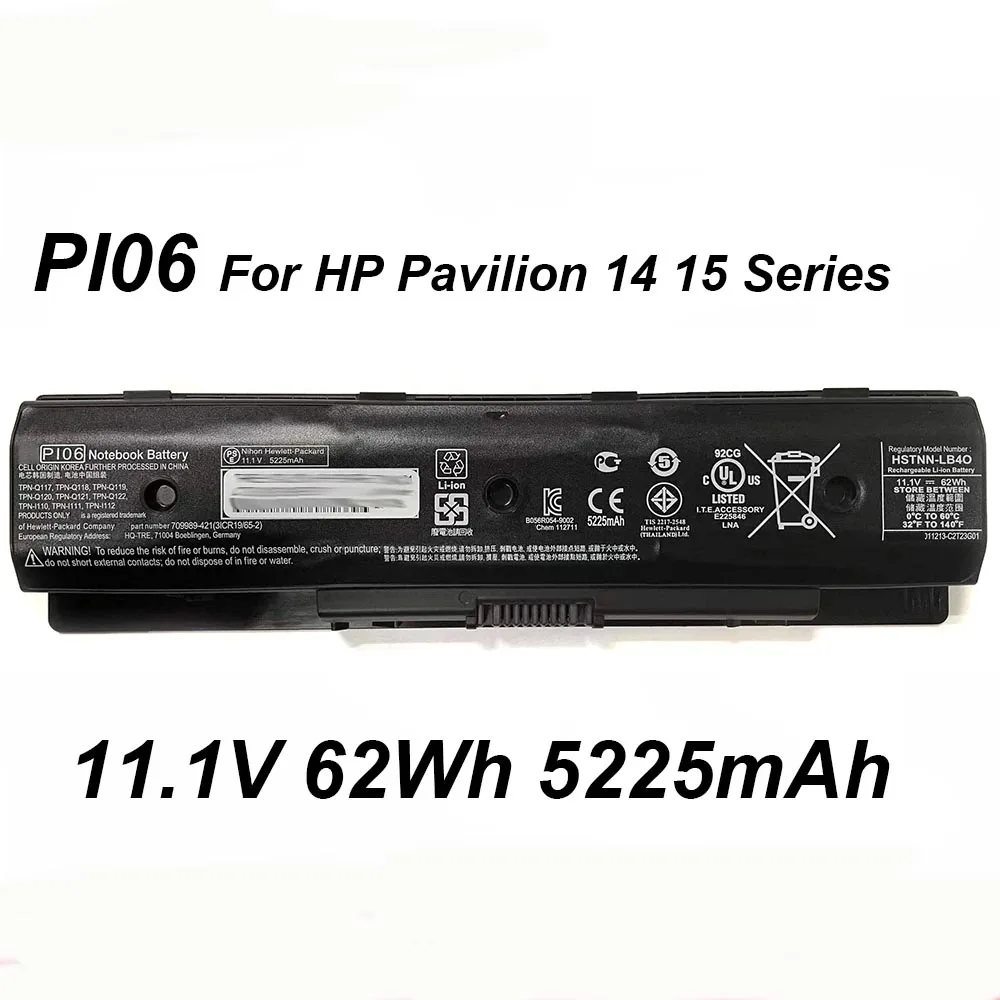 PI06 PI09 11.1V 62wh 5225mAh Laptop Battery For HP Pavilion 14 14-E024TX E021TX E022TX E051TX 15-E027TX E028TX Series