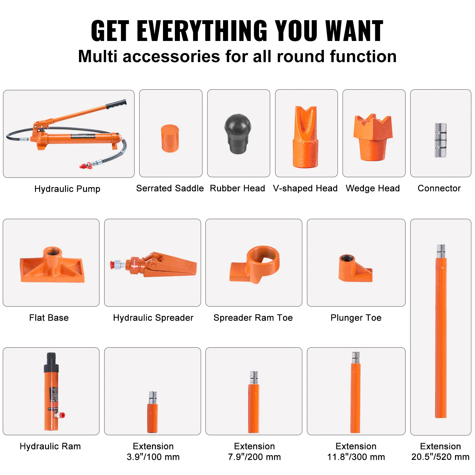 SucceBuy 12T Porta Power Kit Gato Hidráulico Portátil com Mangueira de Óleo Kit de Reparo de Estrutura de Carroceria com Estojo de Armazenamento para Reparação de Carro