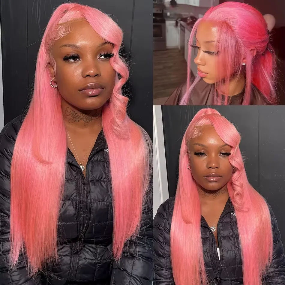 30 Inch Lace Front Wig Human Hair 13x6 Straight Pink HD Lace Frontal Wig Human Hair Pink Lace Front Wig Human Hair For Women image 3