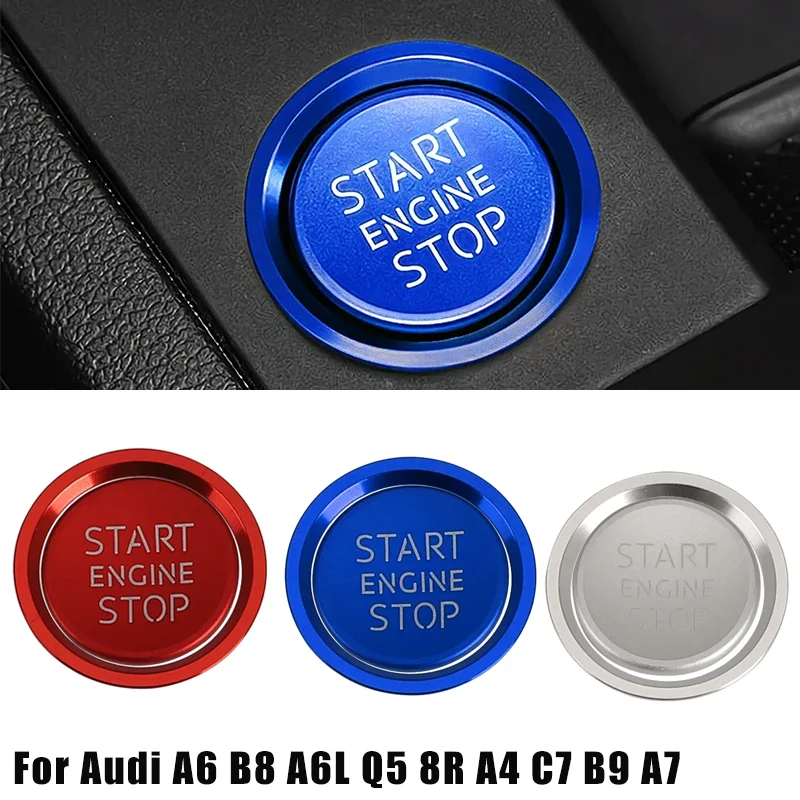 For Audi Engine Start Stop Push Button Cover Ignition Ring Decoration for Audi A6 B8 A6L Q5 8R A4 C7 B9 A7 BT Auto Accessories