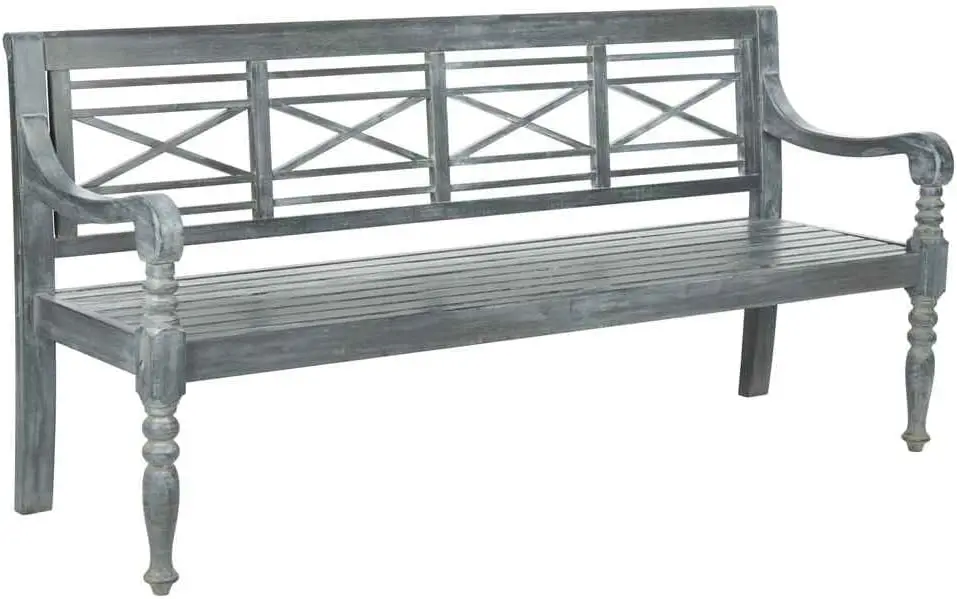 

Safavieh Patio Collection Martin Adirondack Acacia Wood Bench, Ash Grey