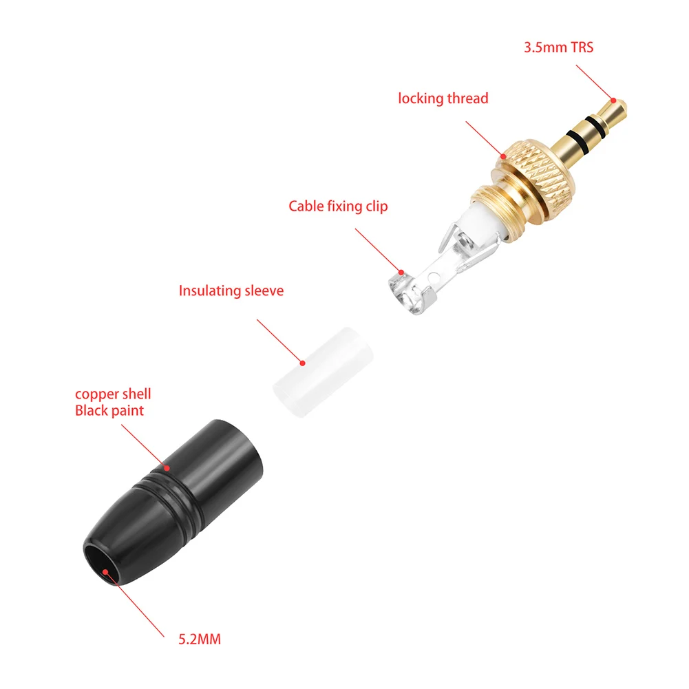 3.5mm Plugs with M6 Internal Thread Stereo Male Plug Stereo Headphone Jack Male Plug Spare Plug for Lavalier Wireless Microphone