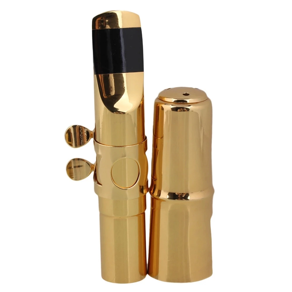 E-flat  Alto Saxophone Sax Mouthpiece Cap Ligature 7# Nickel-plated Silver/Gold plate #7 Sax Mouthpiece Set Brass