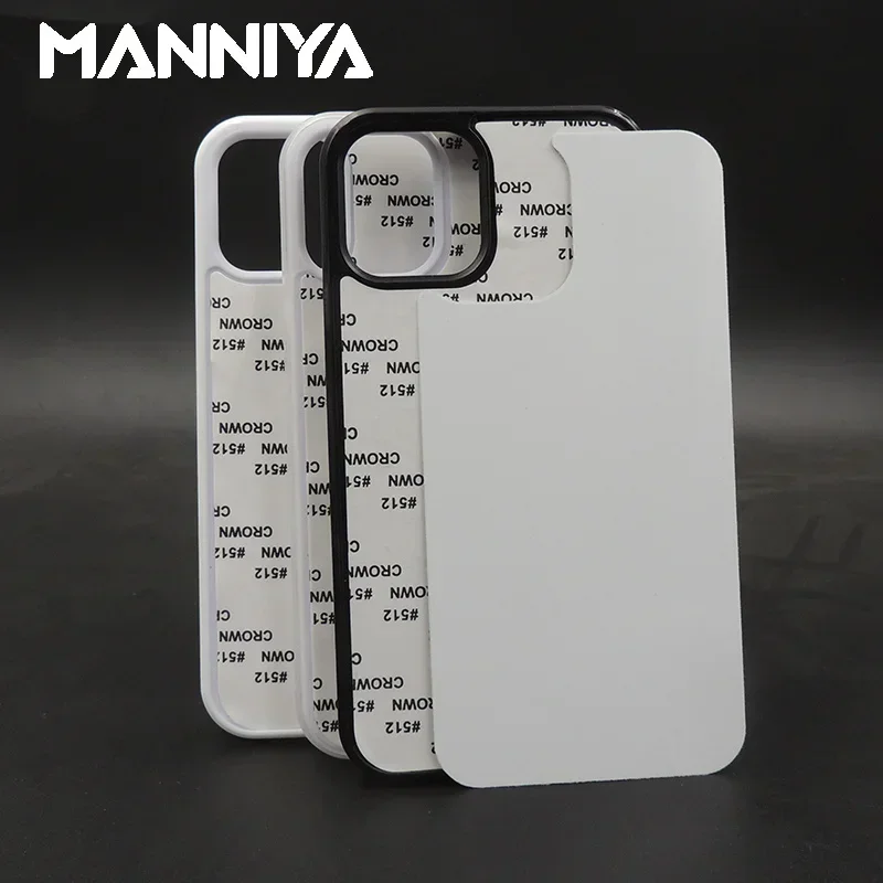 MANNIYA for iphone 15 plus 15 pro max Blank 2D Sublimation TPU+PC rubber phone Case cover with Aluminum inserts 10pcs/lot