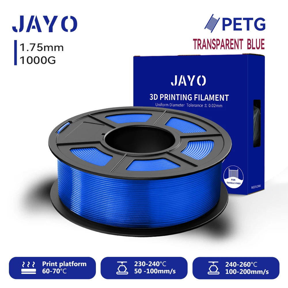 JAYO 3D PETG Filament 1.75mm +/-0.02mm 1100g PLA Printer Filament Netjes Wond 3D Afdrukken materiaal Voor Bambu FDM 3D Printer