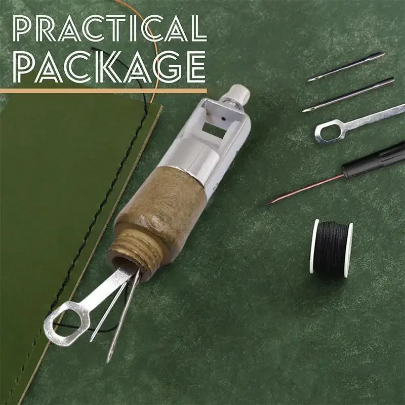 Leather Sewing Awl Kit Hand Stitcher Set Lock Stitching Hand Stitcher Thread Needles Kit Craft Stitch Sewing Machine Accessories