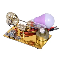 Hot Air Stirling Engine Motor Model Electricity Generator Motor LED Six-pointed Star Pattern Flywheel DIY Educational Science