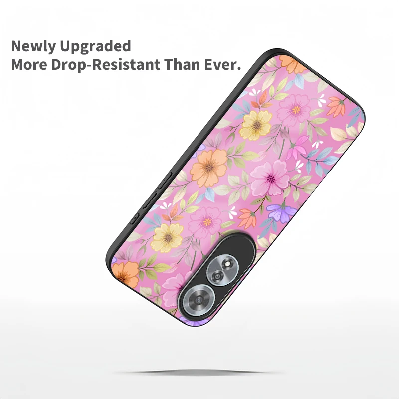 سيليكون زجاج جراب هاتف ل ممن لهم A73 5G A72 A58 A60 4G A54 A53S A53 A57S A57 A55 A54S الزهور يترك نمط غطاء مقاوم للصدمات