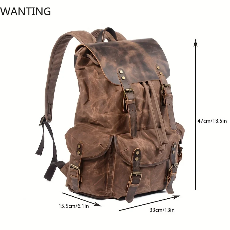 CHCĘ woskowane olejem plecaki podróżne dla studentów o dużej pojemności wodoodporne plecaki na laptopa plecaki ze skóry z czystego bawełnianego płótna