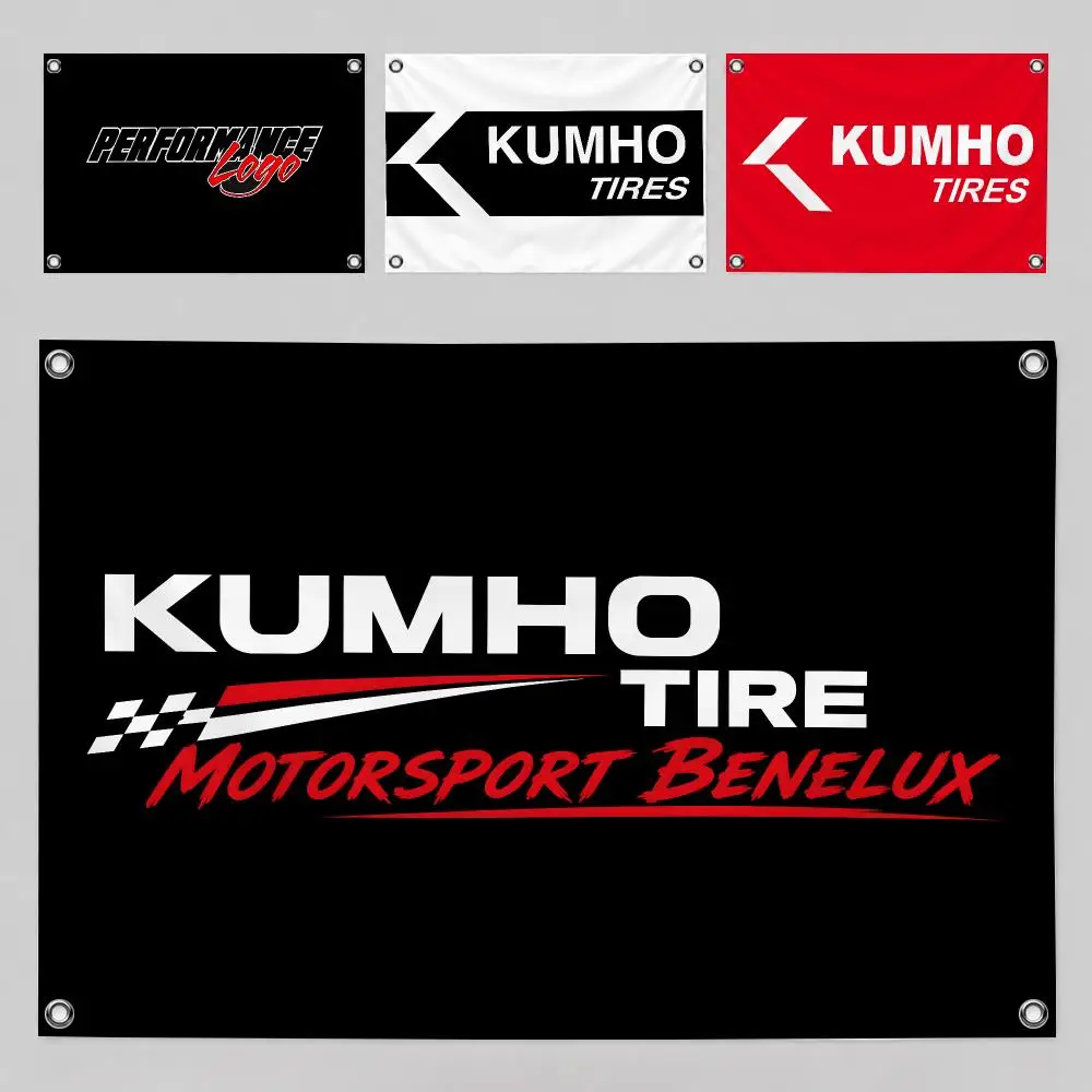 Kumho Tire Motorsport Racing Style Flags Home Yard & Garden Decor Banner - Indoor Outdoor Wall Hanging Flag