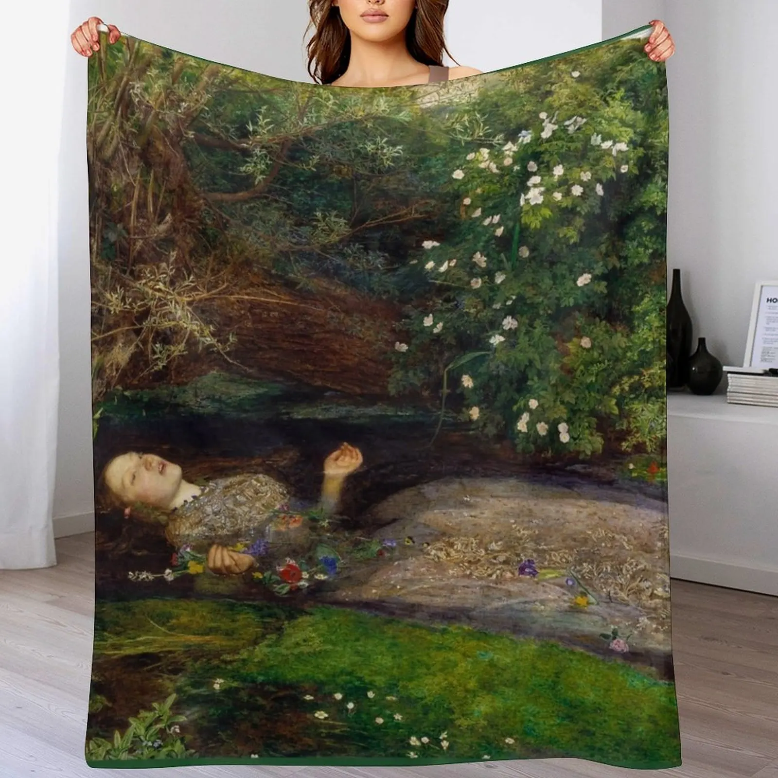 

Ophelia - John Everett Millais Throw Blanket Sofas Beautifuls Travel Beach Blankets