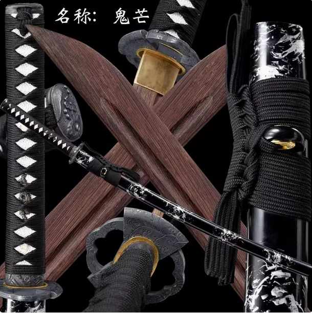 103cm Long Japanese Samurai Katana Iaito Training Sword, Log Rosewood Blade, Lacquered Hard Solid Wooden Saya, Unsharp