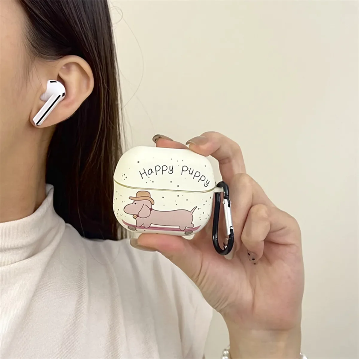 Совместим с Samsung Galaxy Buds 3/Buds 3 Pro, чехол-бутон с милой мультяшной собакой и брелоком, противоударный чехол для наушников