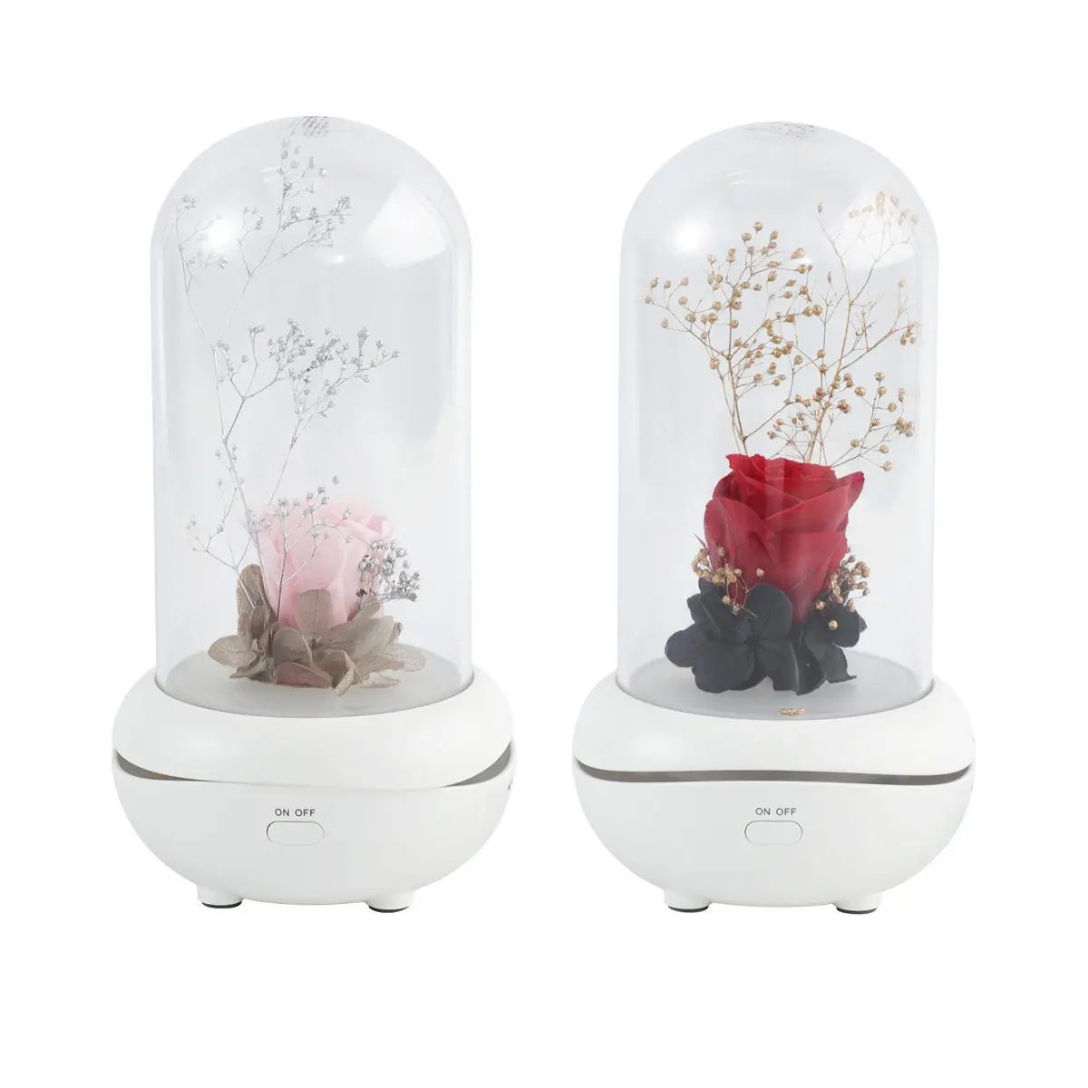 Eternal Flower Humidifier Aromatherapy Diffuser Portable LED Night Light Mini Landscape Design for Office Home Decoration