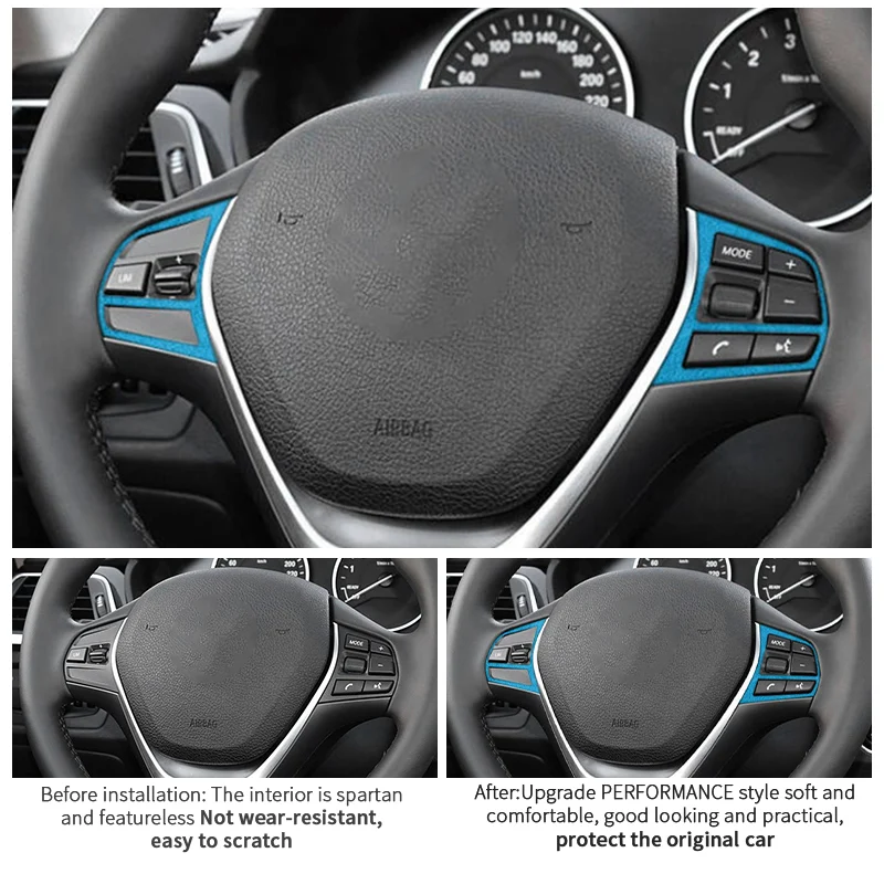 Made of Alcantara For BMW F20 F21 F30 F34 Steering Wheel Panel Trim Sticker Anti Scratch Car Premium Interior Tuning Accessories