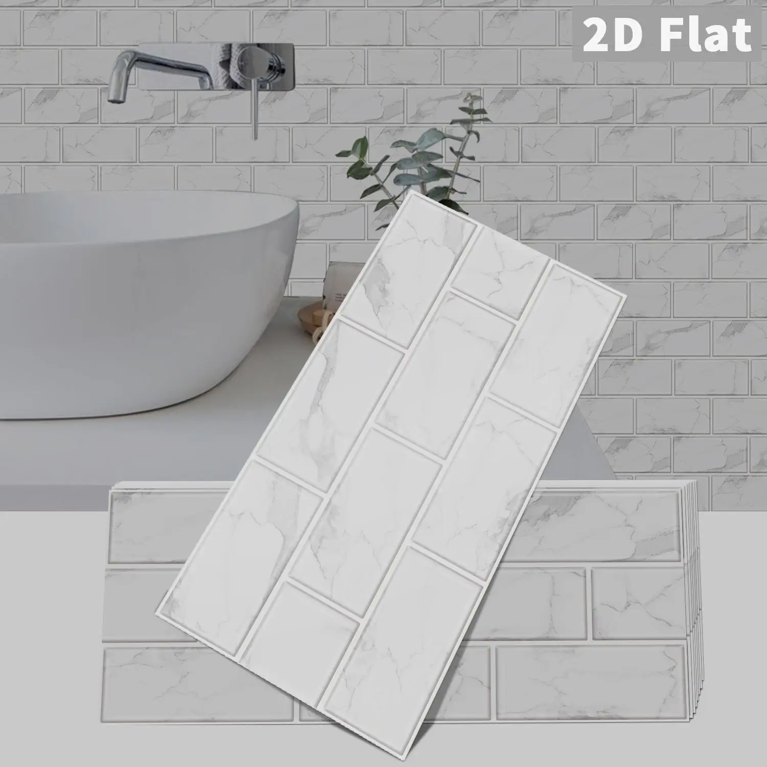 

2D Brick Pattern Wall Stickers Self-Adhesive Removable Tile Decals for Kitchen Bathroom Home Decor