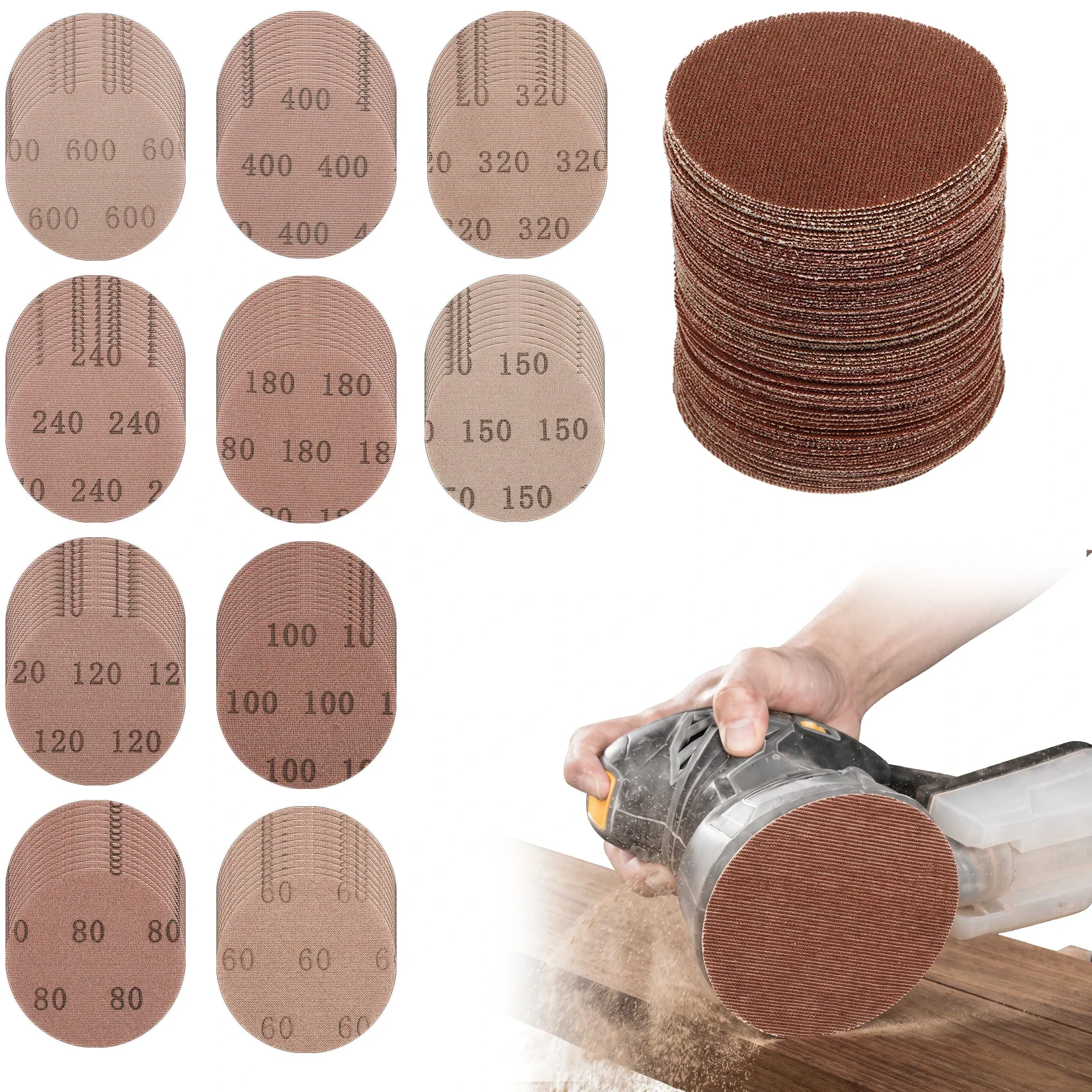 100-dischi-abrasivi-a-rete-da-5-pollici-125-mm-senza-polvere-con-sistema-a-strappo-per-levigatrice-orbitale-per-legno-e-metallo-grana-da-60-a-600