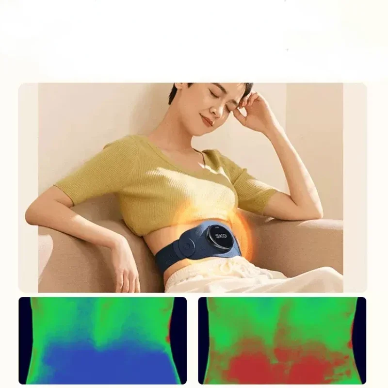 Double Pulse Waist Massage Belt:Physiotherapy Warm Massager Vibrating Hot Compress for Relieving Pain Heat Therapy Lumbar Pad.