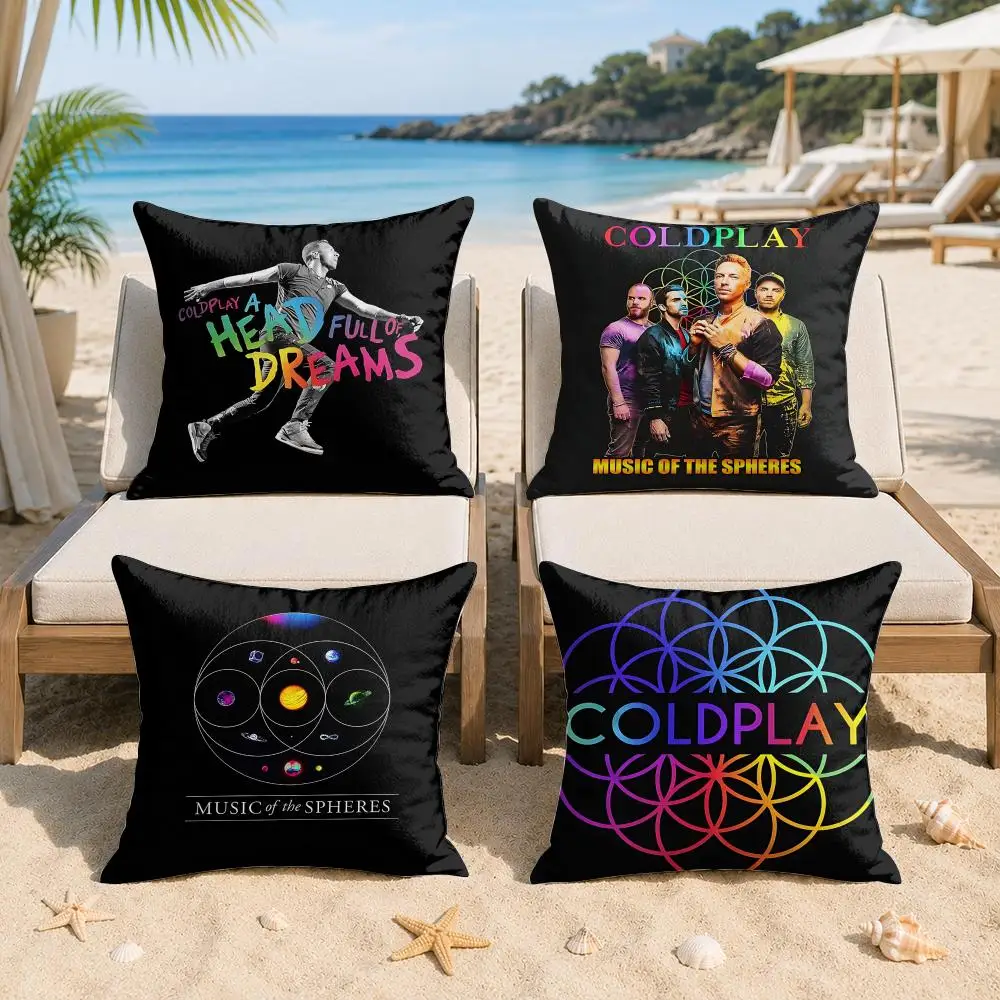 C-Coldplay Rock Band Cool Cushion Cover Silky Short Plush Invisible Zipper Dustproof Sofa Pillow Case For Home Decor