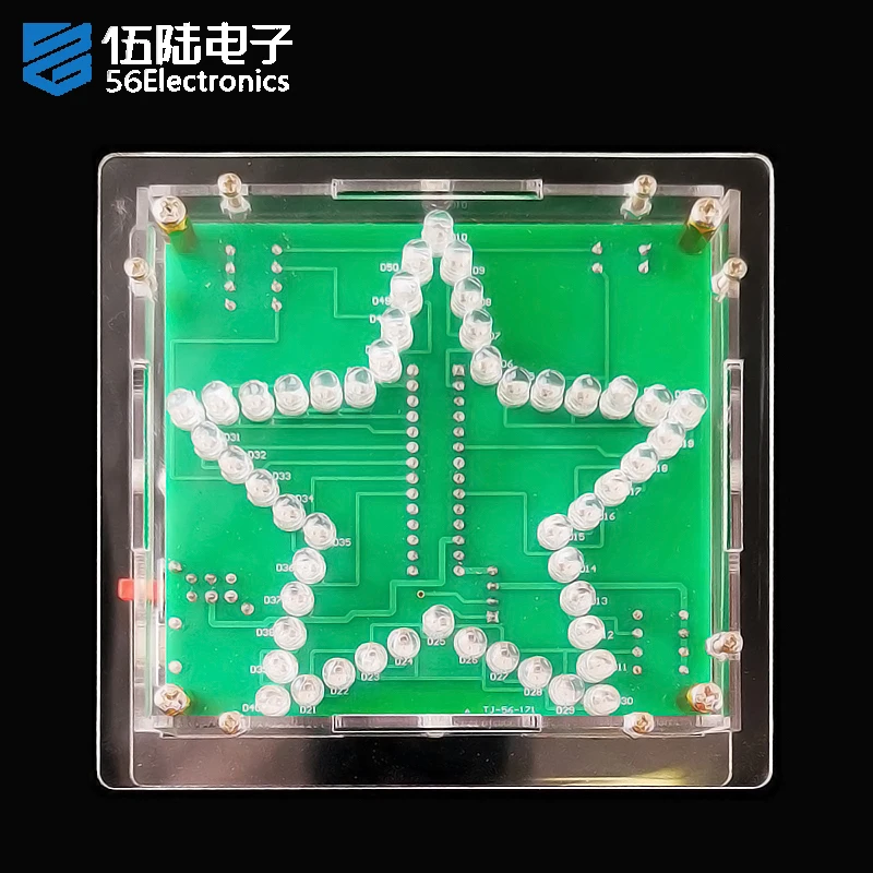 Electronic Welding Parts 3D Five-Pointed Star Flashing DIY Kits Soldering Set for Teaching Practice or Training