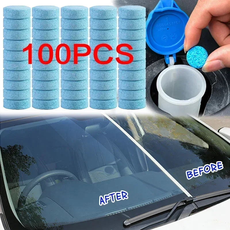20/100PCS Car Windshield Washer Fluid Concentrated Tablets Solid Effervescent Wiper Tablet for Car Room Window Glass Cleaning