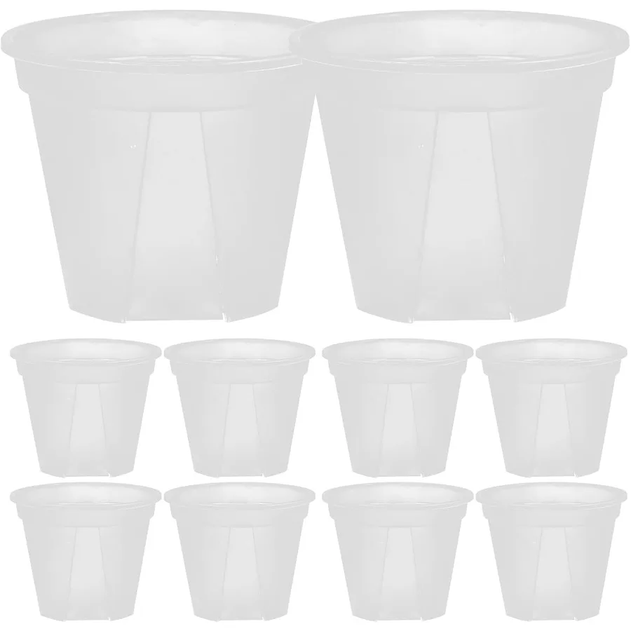 

10Pcs Transparent Plastic Plant Pots with Drainage Holes for Herbs Flowers Cacti and Succulents 3.93 Inch Nursery Pots with Pla