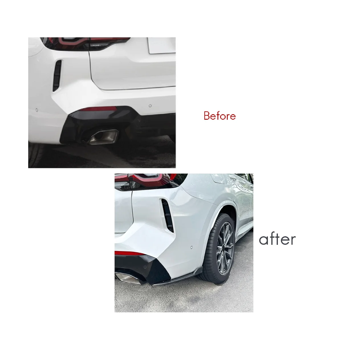 Car Rear Bumper Lip Diffuser Splitter Winglet Apron Spoiler for 3 Series X3 G01 2022+ Carbon Fiber